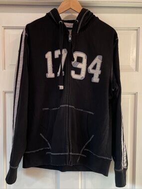 Slade Wilder 1794 Varsity Zip Up Hoodie Black XL Distressed Grunge Y2K Skater